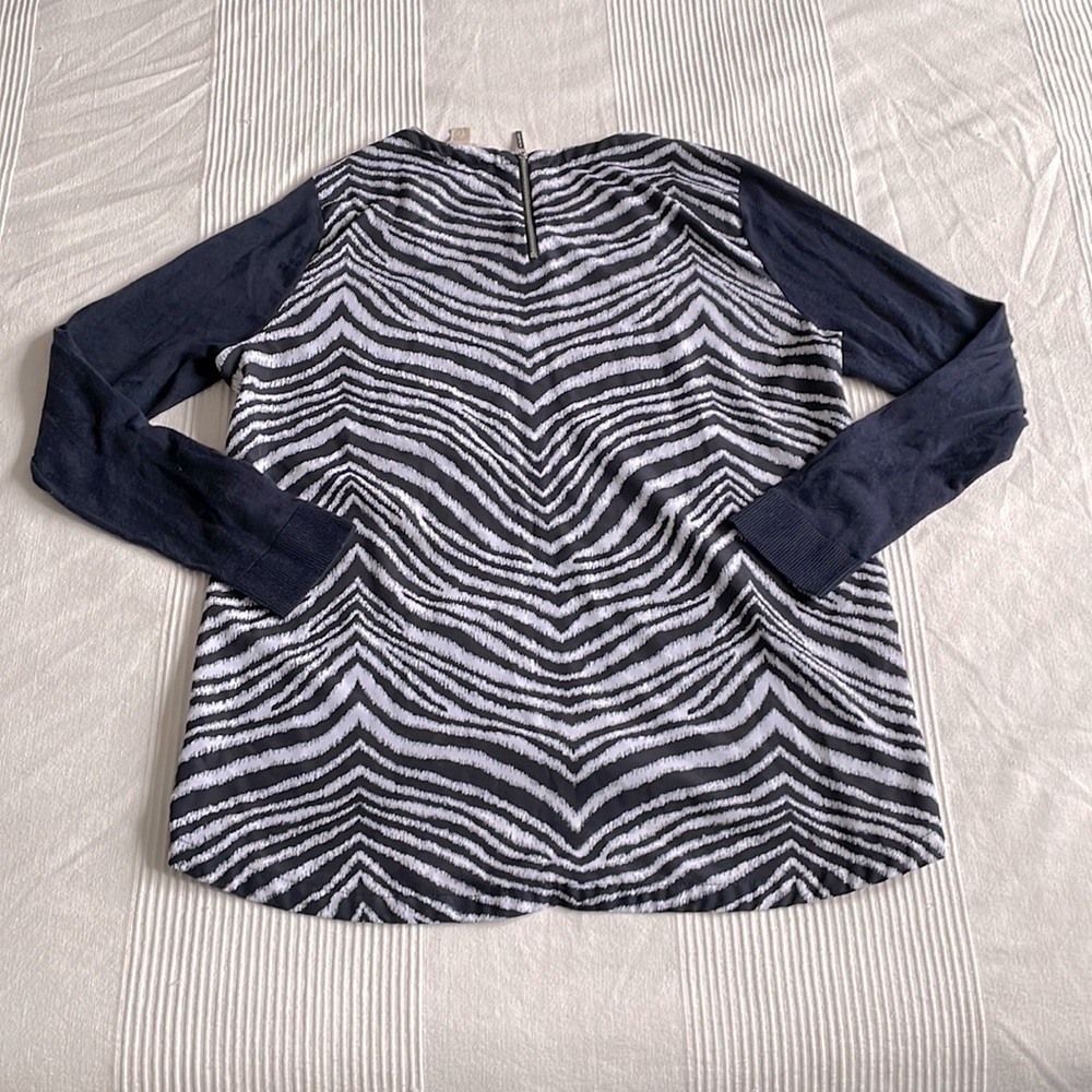 Michael Michael Kors Zebra Print Mixed Media Top Size Medium - Picture 2 of 6